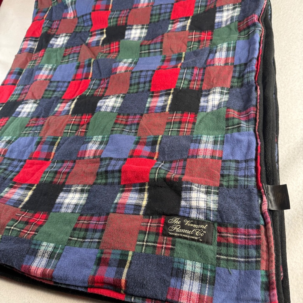 The Vermont Flannel Co Patchwork Plaid Fleece Backed Heavy Blanket Rustic